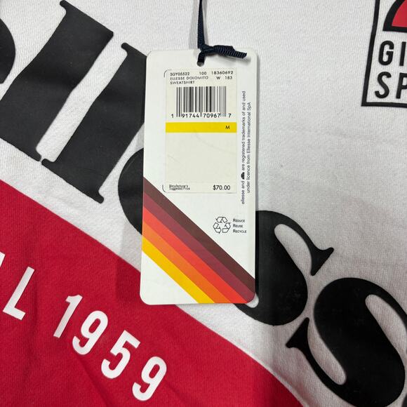 Ellesse Womens Medium Crew Neck Dolomito Sweatshirt White Red Blue Cotton Blend - Picture 11 of 13